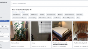 creenshot of facebook marketplace items for sale in memphis